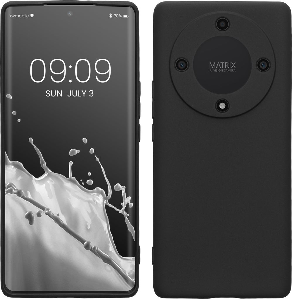 kwmobile Handyhülle kompatibel mit HONOR Magic5 Lite 5G Hülle - Handy Case aus weichem Silikon in Schwarz matt