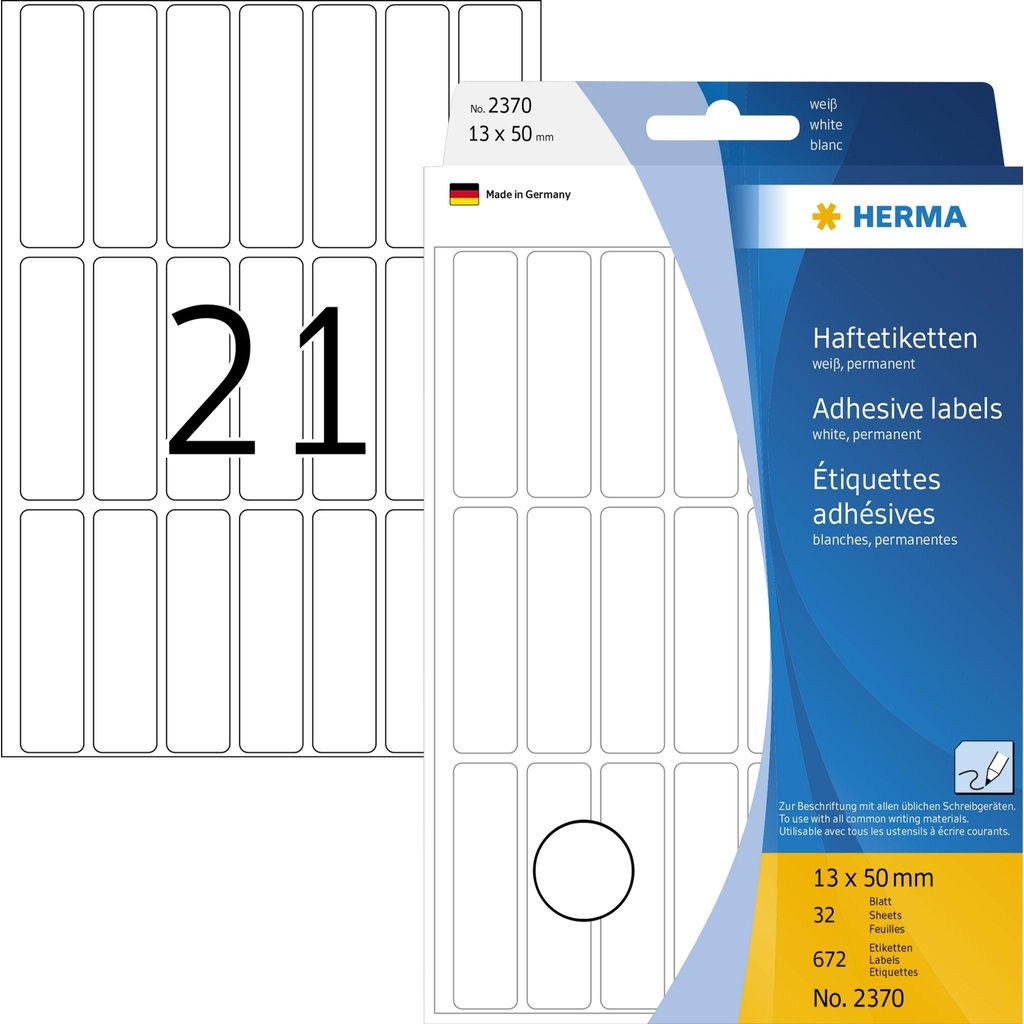 HERMA Vielzweck Etiketten 13 x 50 mm weiß 672 Etiketten
