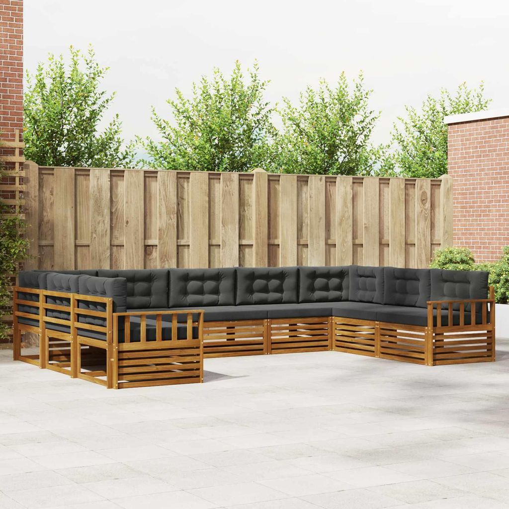"Neues Produkt" Sofagarnituren - CLORIS - Terrassen-Sofa - 9 pcs - Natur und Anthrazit Massivholz Akazie - Modern Gartensofas V1617