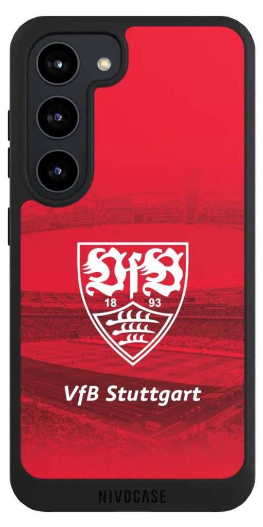 NIVOCASE Handyhülle für Samsung Galaxy S23 Hülle NIVOpure Case Schwarz Offizielles Lizenzprodukt Stadion VfB Stuttgart