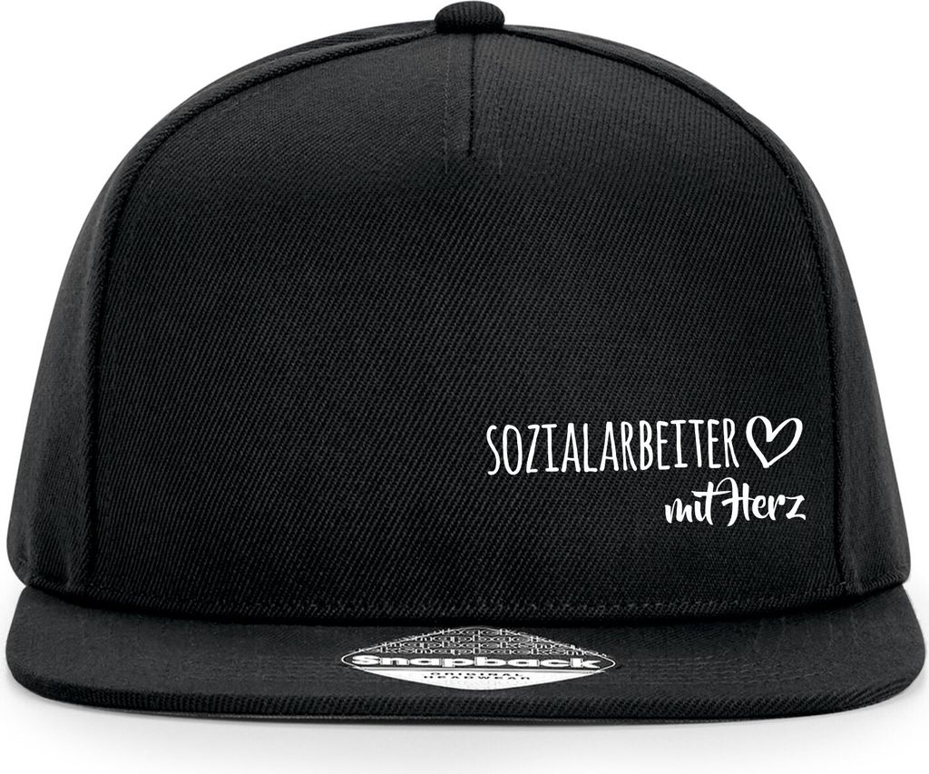 Huuraa Cappy Mütze Sozialarbeiter mit Herz Black Polyester Snapback Kappe Geschenkidee