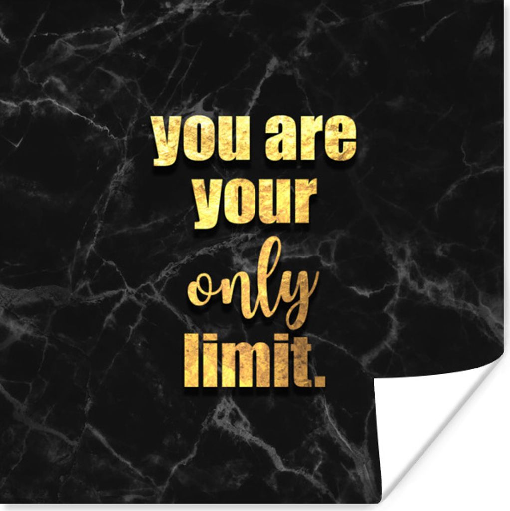 MuchoWow Poster Zitate - Motivation - Gold - Schwarz 75x75 cm - Wand Dekoration