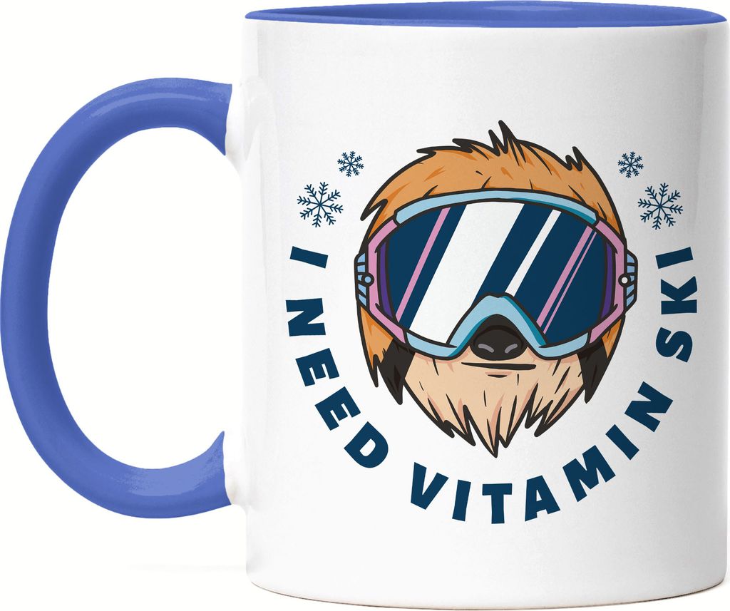 I Need Vitamin Ski Tasse Blau Wintersport Ski Fahren Skifahrer Skibrille Skipiste Winter Bewegung Sport Skilift