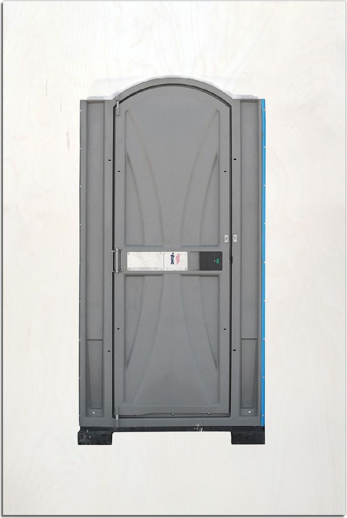 Kunstdrucke Wandbilder Holz in : Brillante Farben, Größe 60 x 90 cm Motiv Tragbares Klo - Toilette in schickem grau