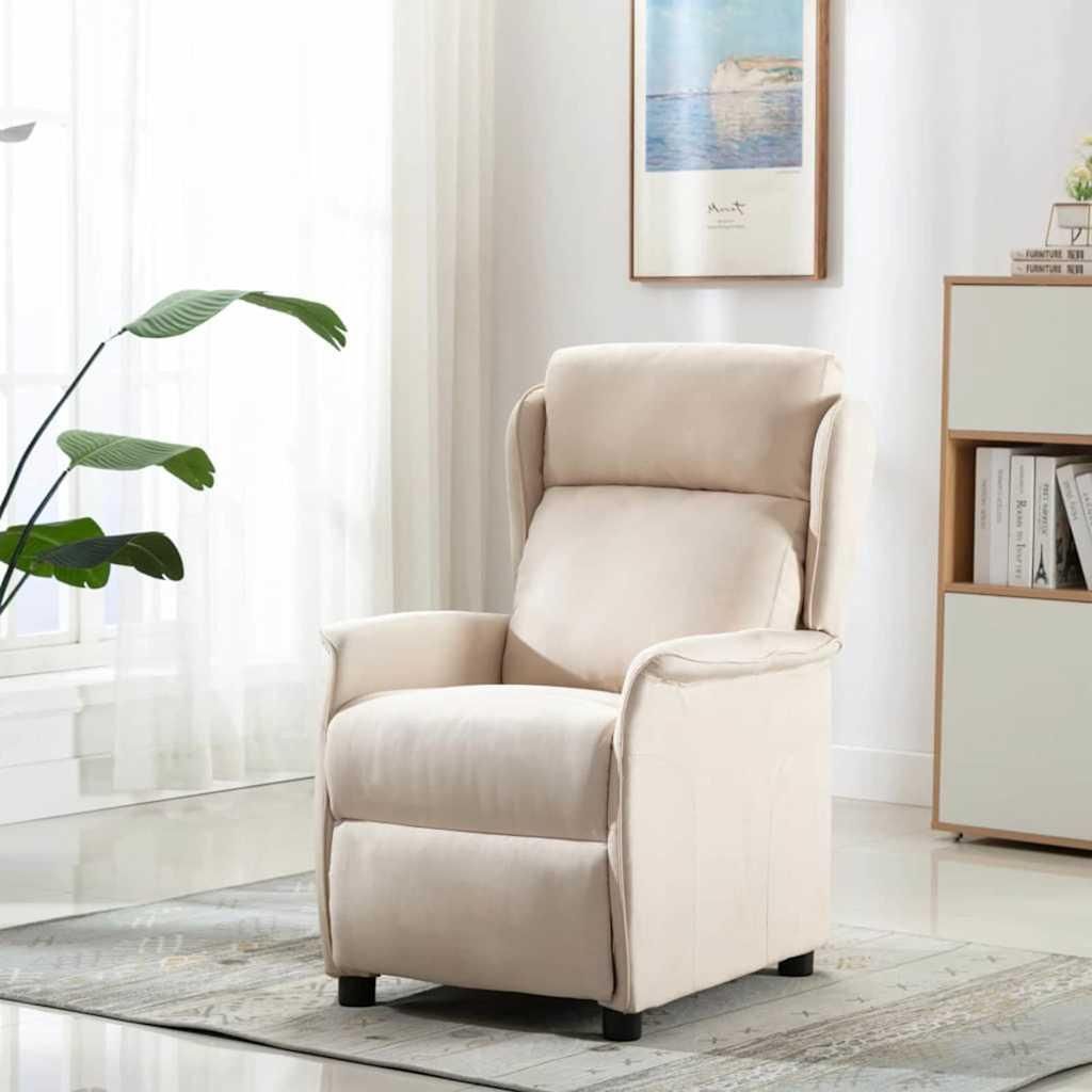 vidaXL Massagesessel mit Kissen Creme 93,5 x 67,5 x 101,5 cm Stoff