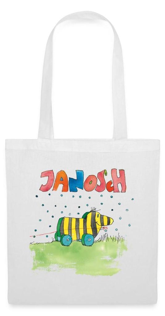 Spreadshirt Janosch Tigerente Schriftzug Stoffbeutel, One size, Weiß