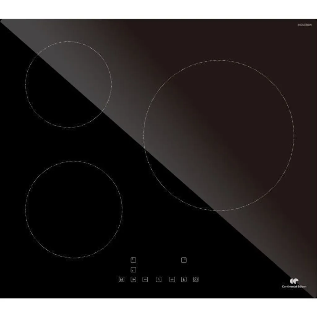 Table de cuisson à induction 3 foyers Continental Edison 6600 W CETI3B28 Noir
