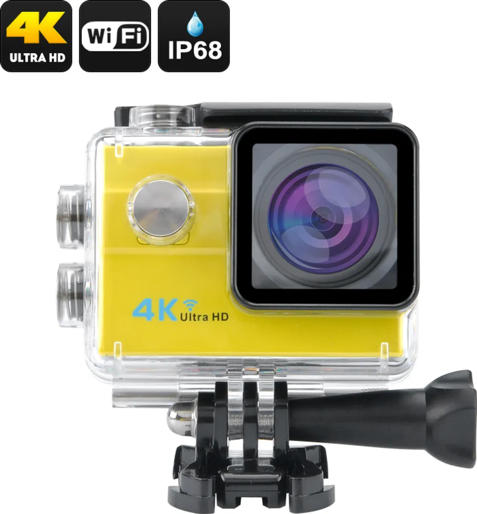 Telecamera sportiva impermeabile 4K Wi-Fi (giallo)
