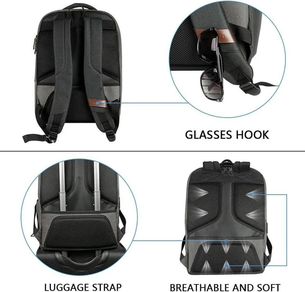 Sac ordinateur 17,3 pouces imperméable avec port de charge USB - 6
