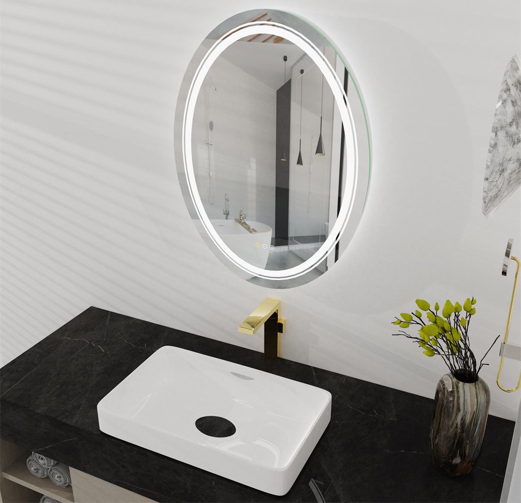 WISFOR LED koupelnové zrcadlo kulaté 60×80 cm nástěnné Obrázek produktu 5