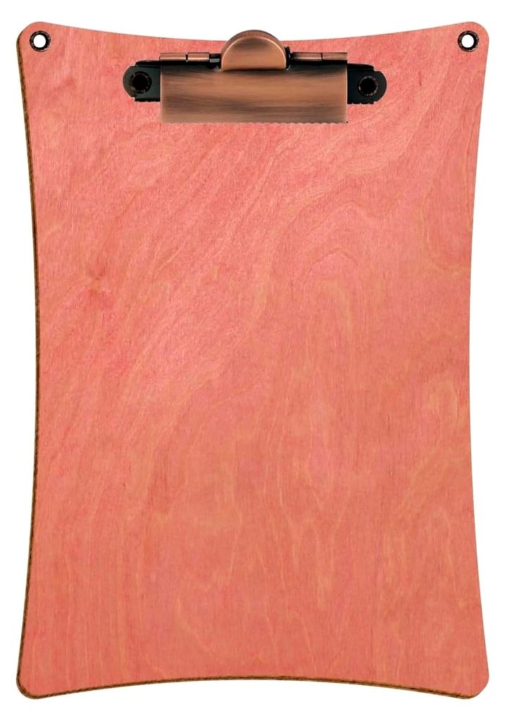 Bütic Holz Klemmbrett konkav Rosa für DIN A3, A4, A5, A6 mit 2 Ösen aus 3 mm starkem Birkensperrholz mit Klarlack versiegelt