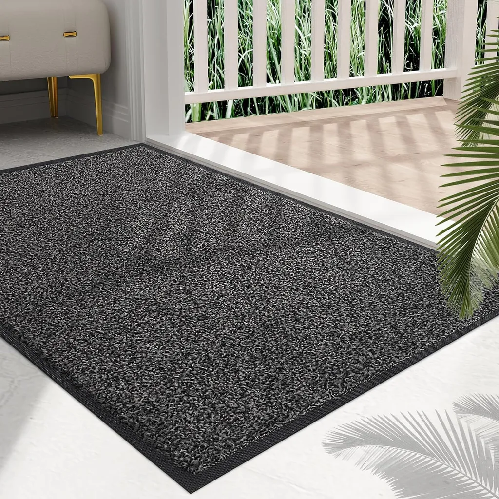 Tapis de propreté antidérapant 50x80 cm bicolore gris et noir résistant