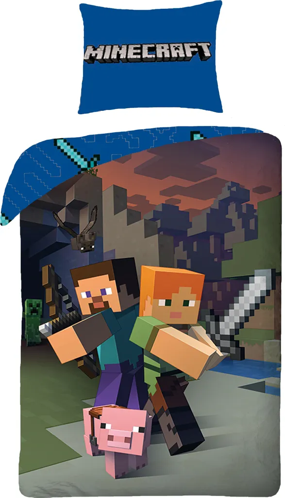 Copripiumino Minecraft 140x200 + Federa 70x90 - Standard Europeo