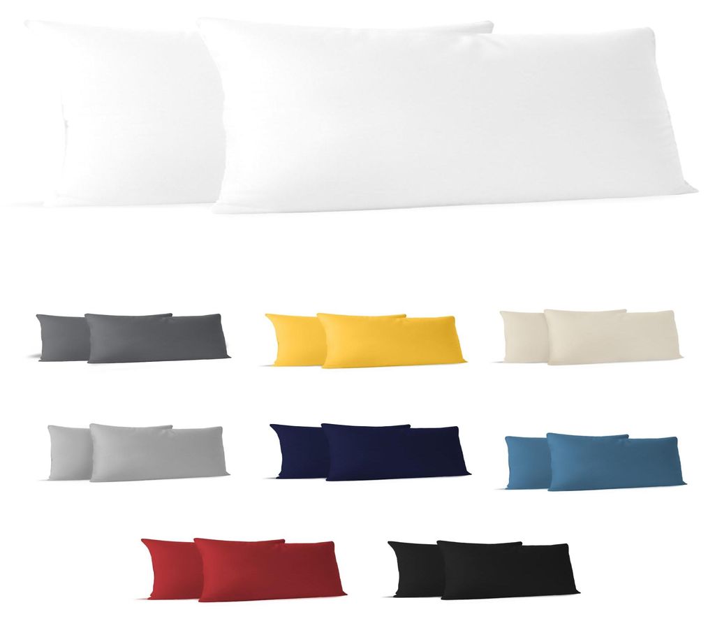 Kissenbezug, 40 x 145 cm (2 Stück), 100 % Baumwolle, Jersey, 150 g/m², weiß, nachhaltig, hypoallergen, für Kissen