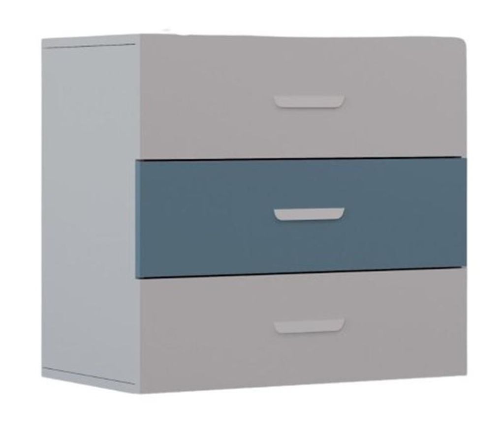 Kleine Kommode LUMI 3S, Stauraumkommode, Schubladen, Sideboard (Cashmiere + Blau)