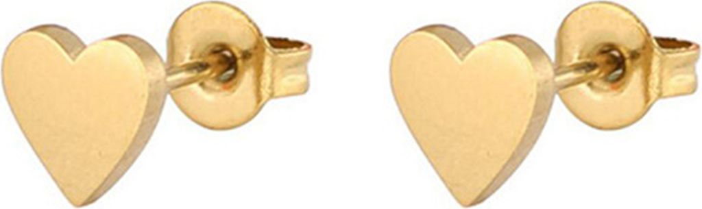 1 Paar Ohrstecker aus Edelstahl, Retro-Stil, minimalistisch, süß, niedlich, klein, Liebesherz, Damen-Ohrringe, Modeschmuck-Golden