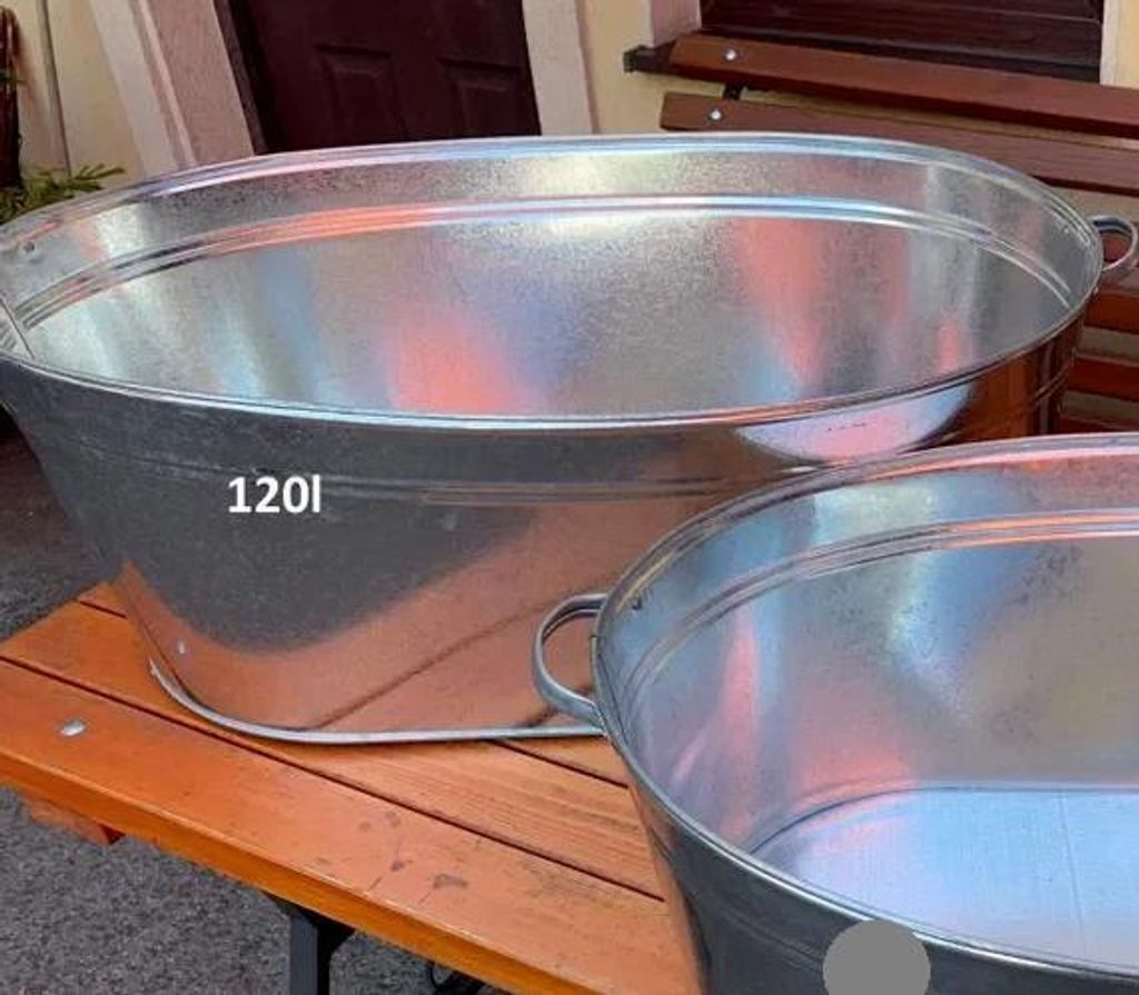 Zinkwanne Badewanne groß rund massiv aus Metall oval Produktbild 