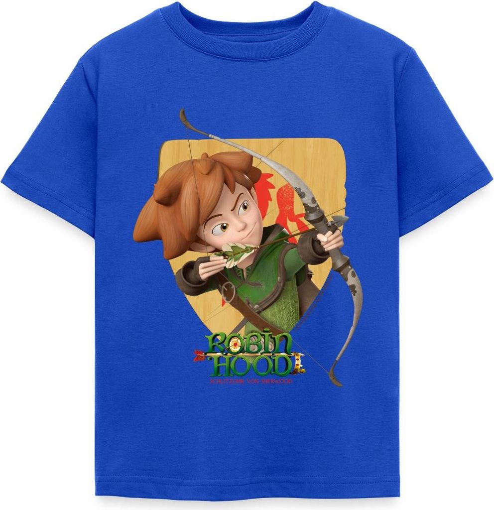 Spreadshirt Robin Hood Schießt Mit Seinem Bogen Kinder T-Shirt, 98/104 (3-4 Jahre), Royalblau