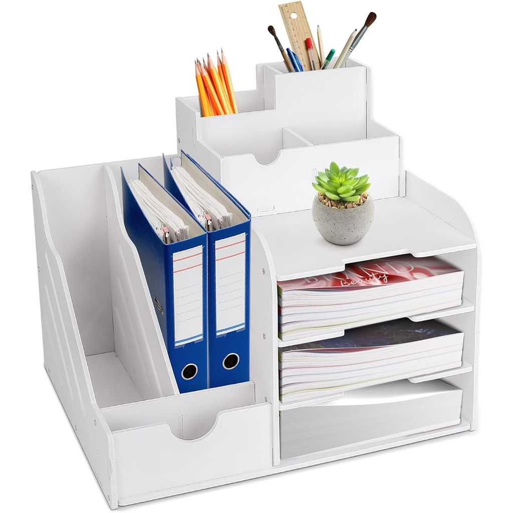 Schreibtisch Organizer, Büro Aufbewahrung mit Großer Kapazität, Büro Organizer, Schreibtisch-Ablage zur Ordentlichen Aufbewahrung von A4-Papier...