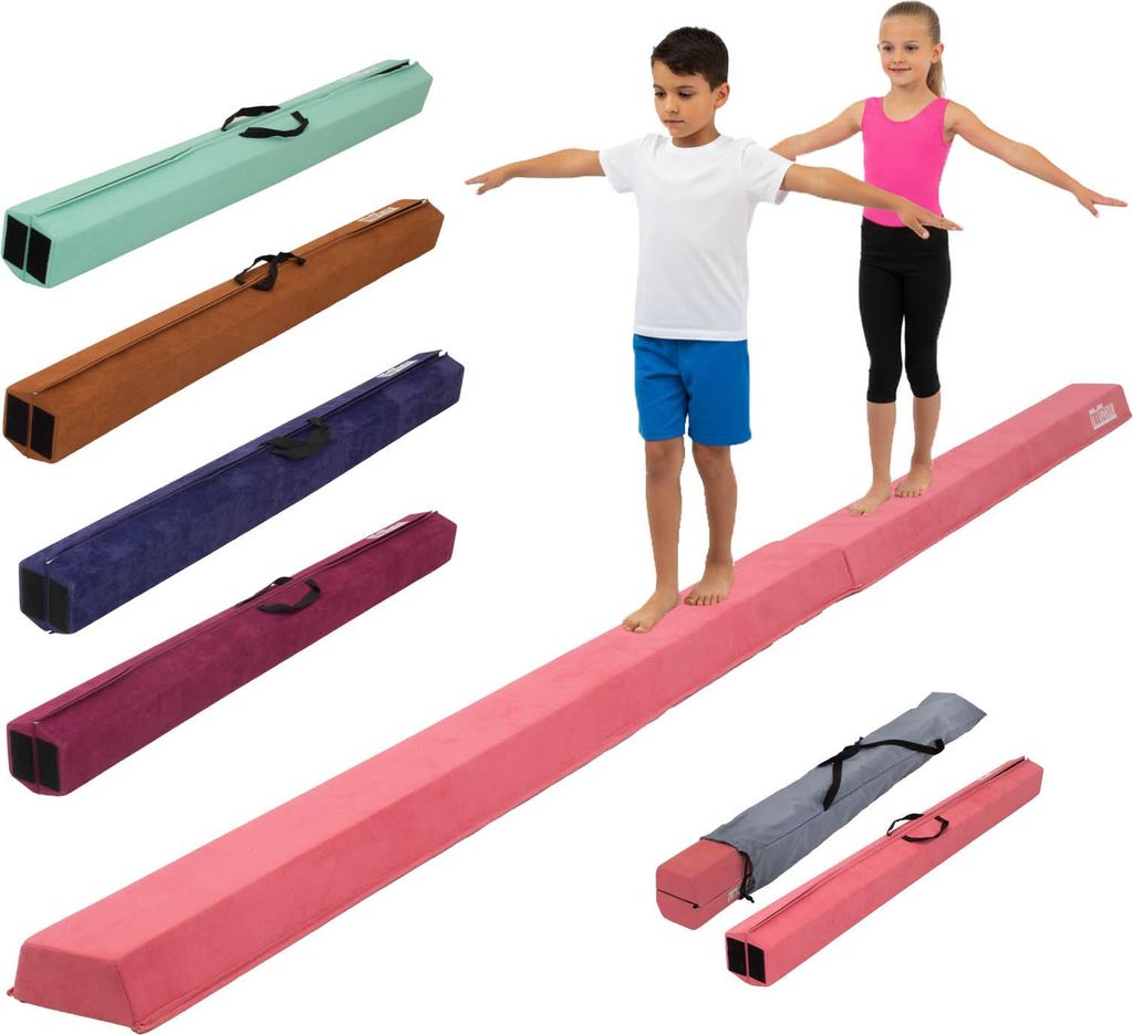 Schwebebalken 300 cm pink klappbar auf 150 cm tragbarer Turnbalken inkl.Tragetasche