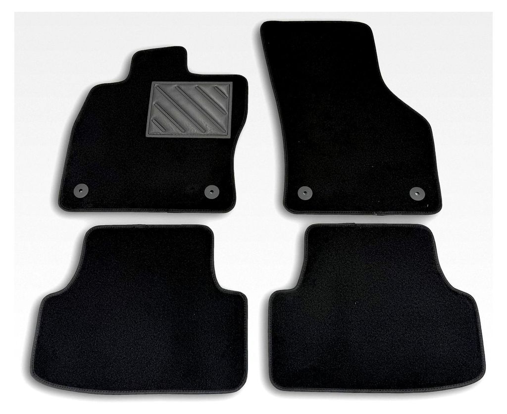 Fußmatten für Seat Leon III ab Baujahr 2012, passgenau, rutschfest, verstärkter Gummi-Fersenschutz und Verankerungsknöpfe, Schwarz