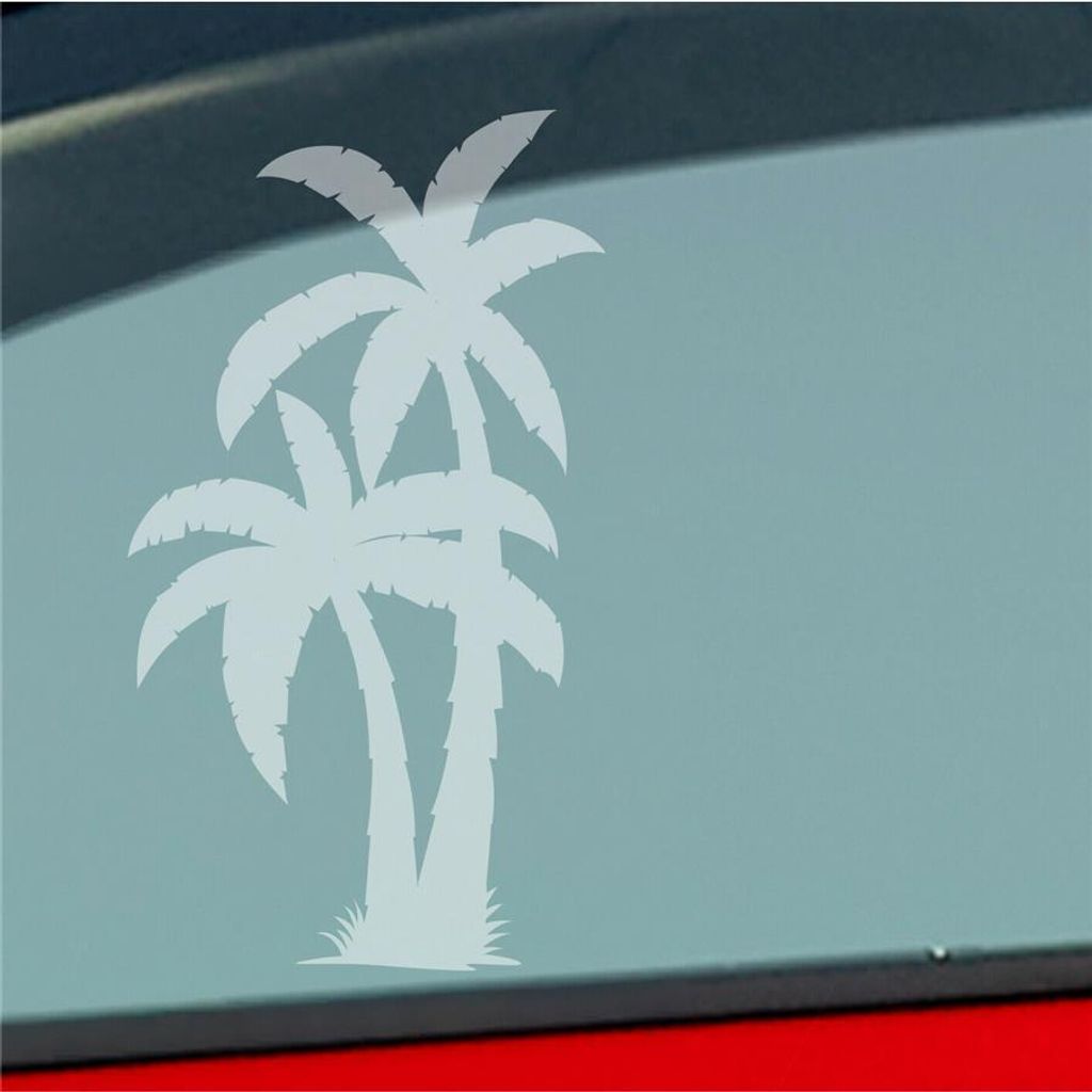 Auto Aufkleber Palme Palms Beach Strand Kokospalme Pflanze 5x10 cm Milchglas Sticker Heckscheibenaufkleber