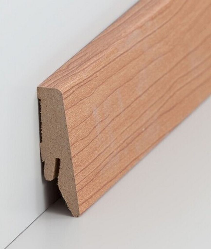 Sockelleiste MDF 18 x 58 x 2500 mm Nussbaum hell zum Kleben, Clipsen, Schrauben & Nageln MDF-Kern foliert Fußleiste by PROVISTON 62.5 Meter | 25 S...