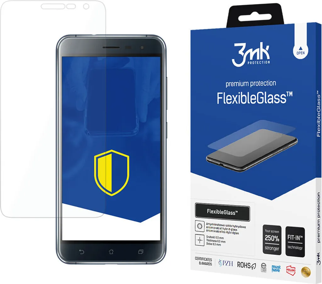 Pellicola Vetro Asus Zenfone 3 3mk FlexibleGlass Antibatterica
