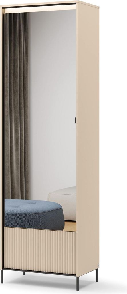 YOURHOUSE24 Garderobenschrank TREND TG-01 mit Kleiderstange und LED-Beleuchtung, Sandbeige