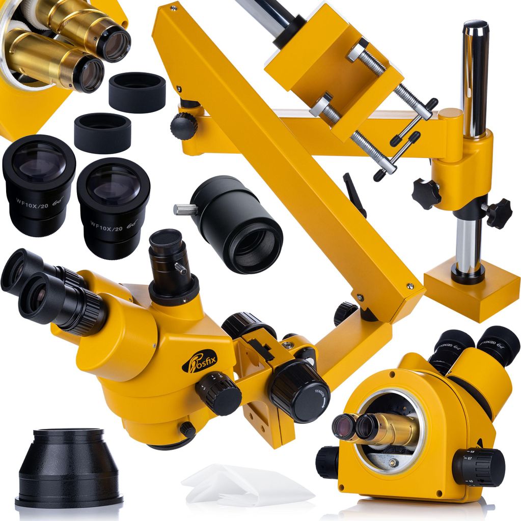 Rosfix Neptun Pro MSNP-T-WDMS3-O | Trinokular | Ausleger | Zoom 7-45x | Simul-Focal | Arbeitsabstand 100mm | Kopf 45° | Orange PRO Serie