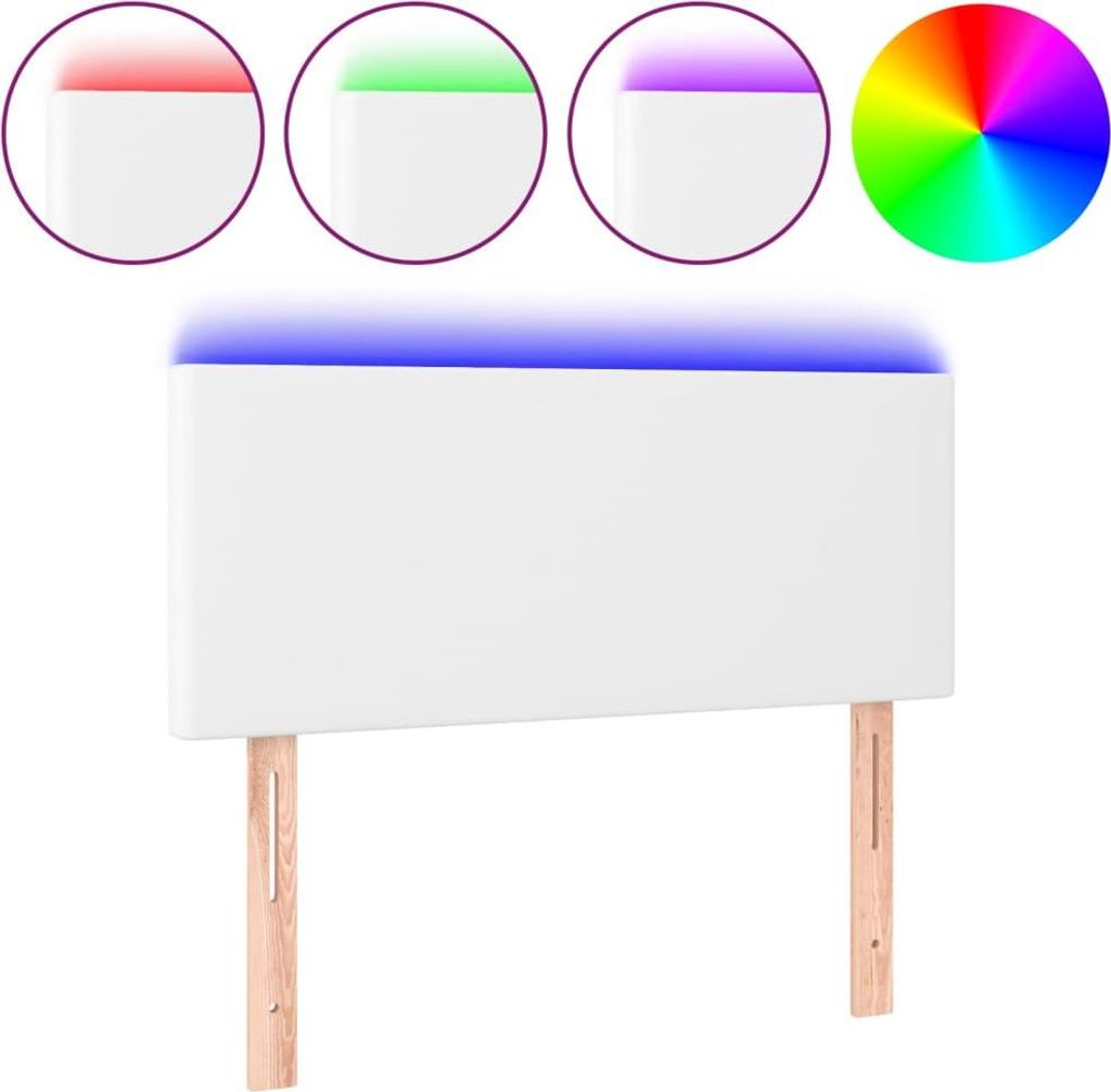 vidaXL LED Kopfteil Weiß 100x5x78/88 cm Kunstleder