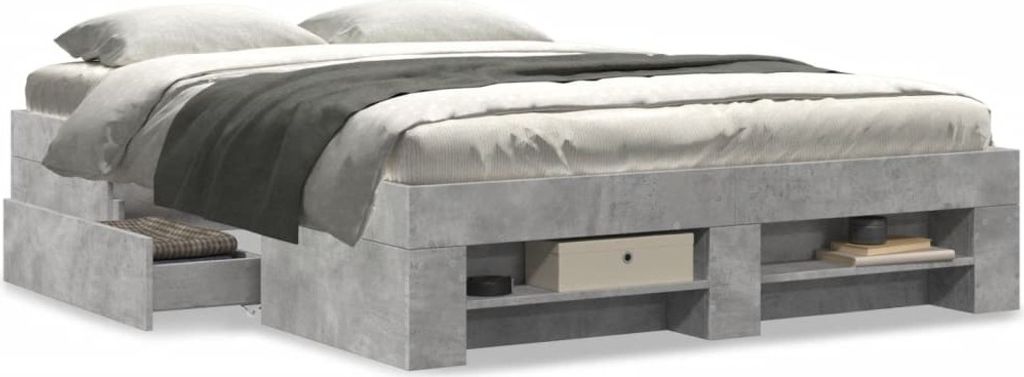 "2026 Promotion" Bettgestell moderne - Betongrau 135x190 cm - Holzwerkstoff - Polsterbett CC15835