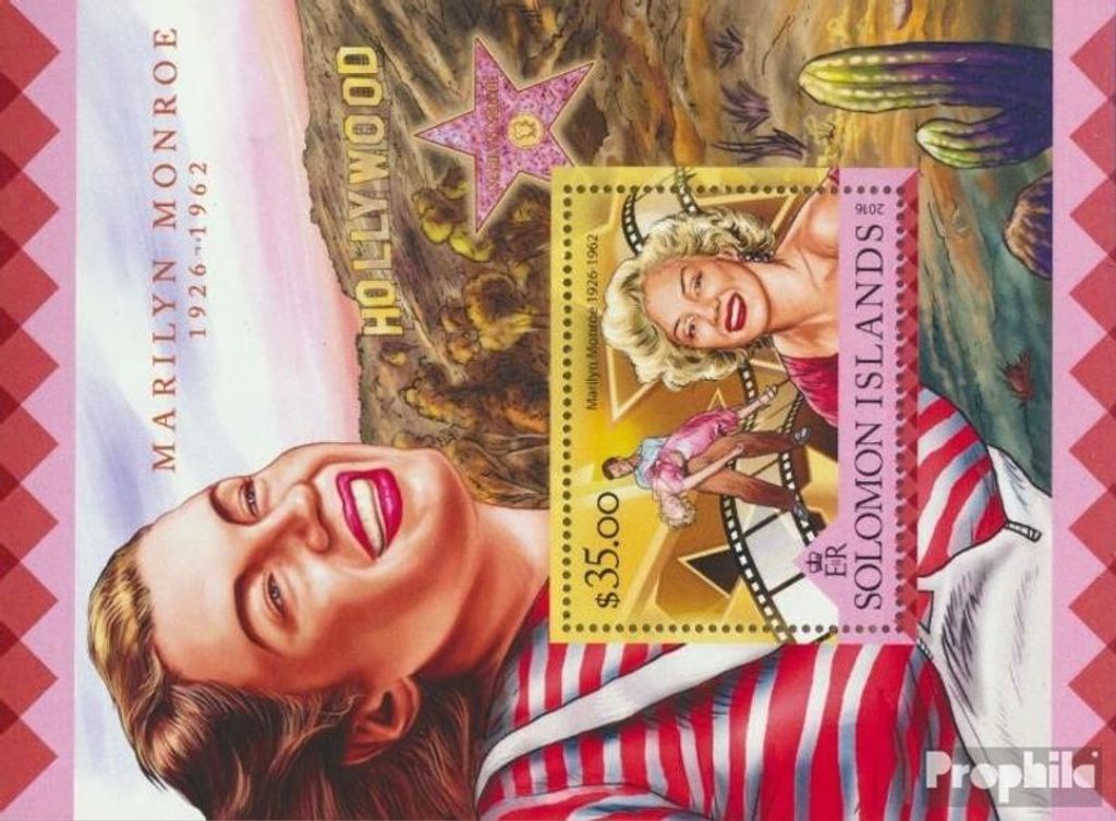 Briefmarken Salomoninseln 2016 Mi Block 513 (kompl. Ausg.) postfrisch Marilyn Monroe