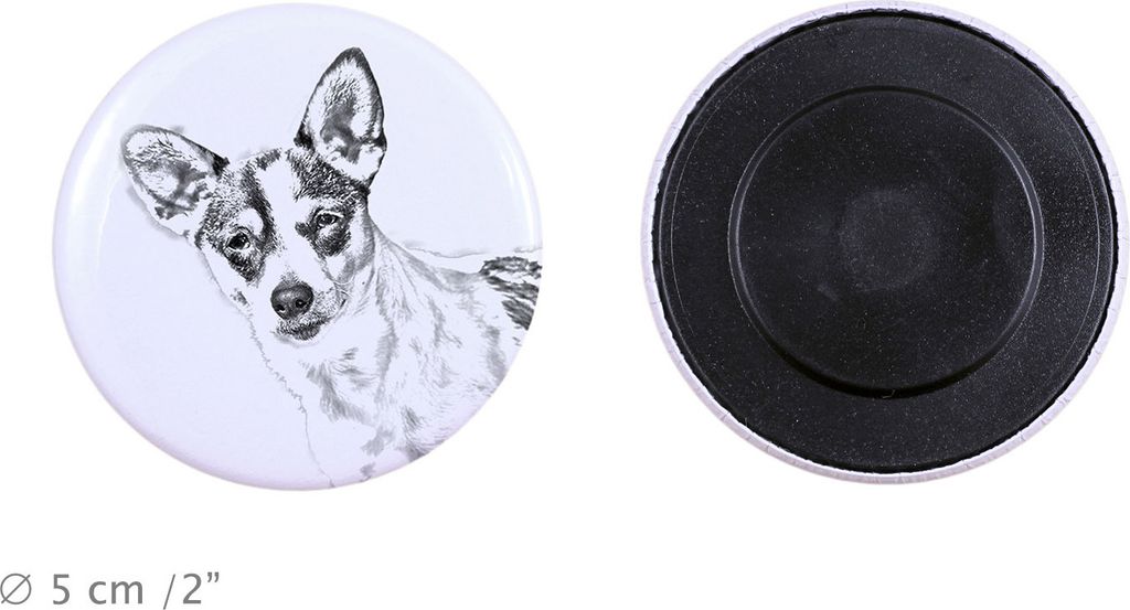 Rat Terrier Magnet mit einem Hundepfotenabdruck, außergewöhnlich leicht, starker Magnet, handgefertigtes Produkt der Marke Art-Dog