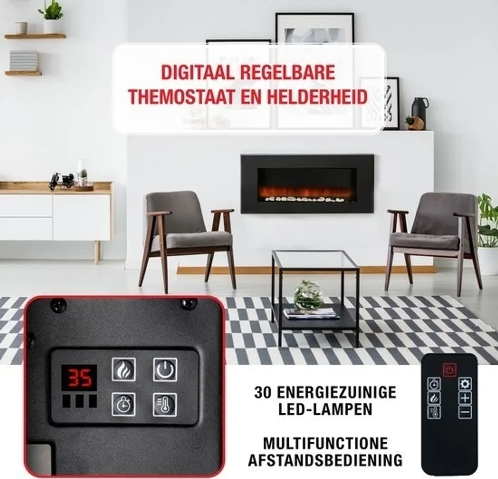 Cheminée Électrique 2000W Vancouver avec Programmateur et Effet Feu - 13