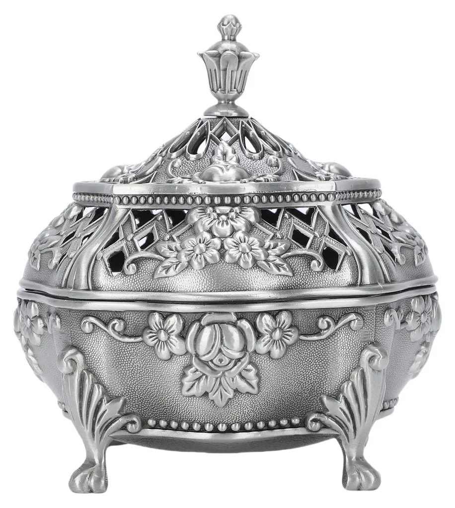 Porte-encens sculpté en alliage de zinc pour cônes, couleur étain antique