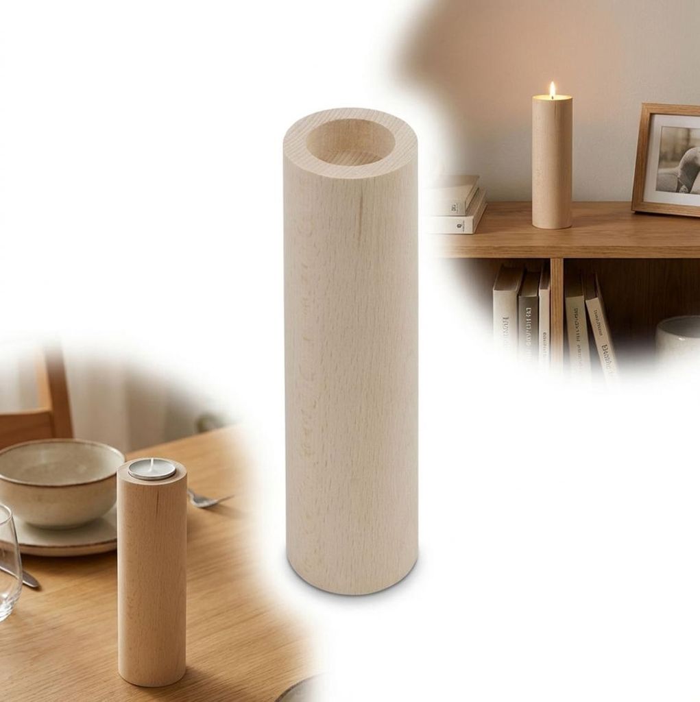 ŚWIECZNIK OKRĄGŁY 20cm, drewniany DECOUPAGE Zdjęcie produktu 