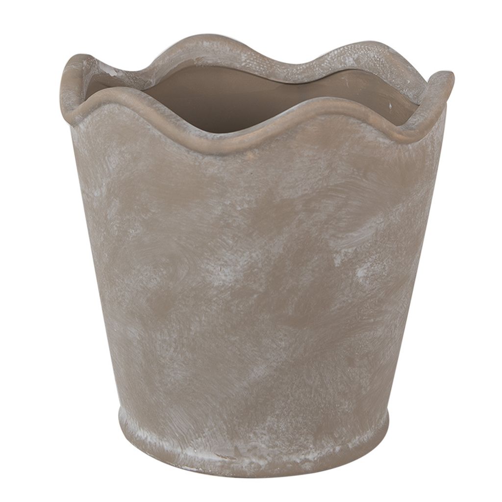 Clayre & Eef Blumentopf Ø 13x12 cm Grau Keramik Produktbild 