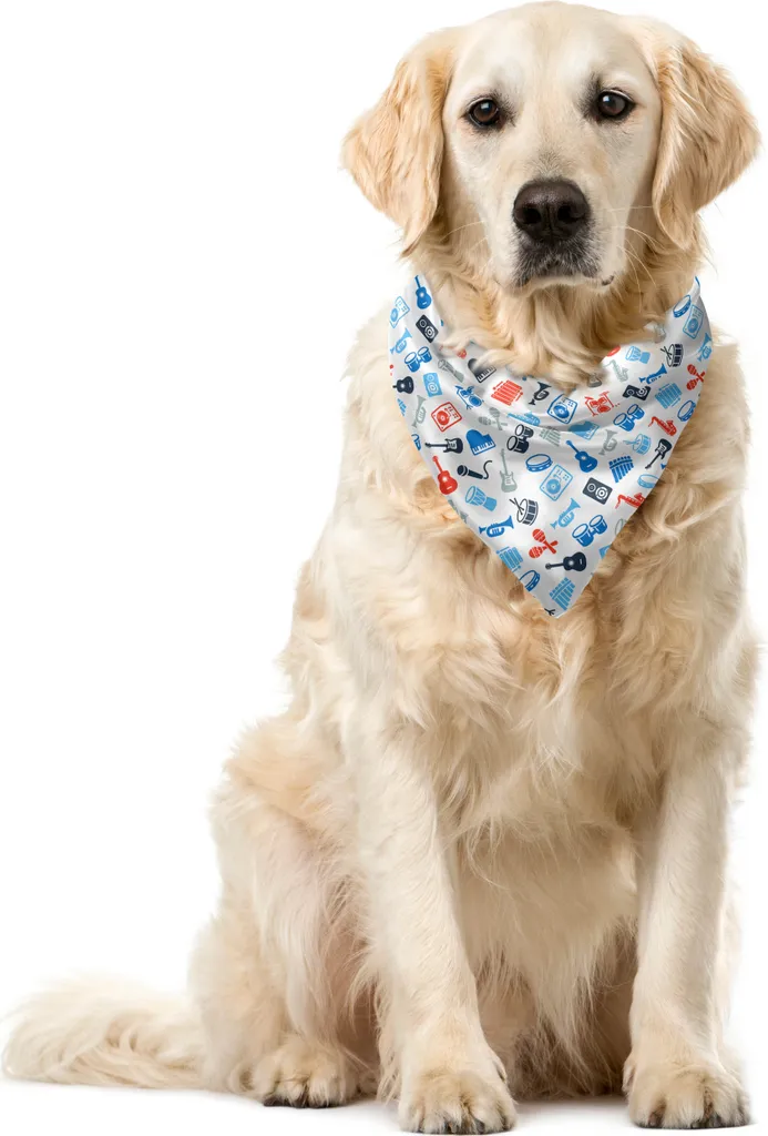ABAKUHAUS Bandana per animali domestici con motivi jazz, fascia retrò, 55x55 cm, blu, rosso, grigio - 1