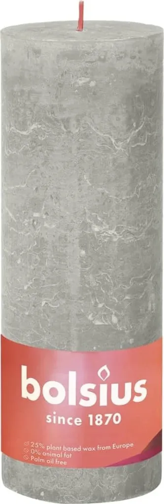 Grandes bougies piliers rustiques 190 mm Gris sable pour décoration - 4x
