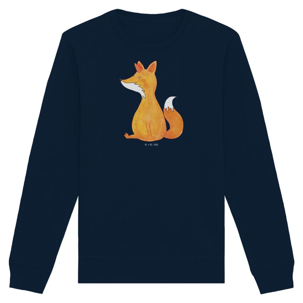 Mr. & Mrs. Panda Baumwoll Pullover Einhorn Fuchs Größe S - French Navy - Geschenk, Sweatshirt, Fuchshörnchen, Pulli, Unicorn, Füchse, Rundhals,...