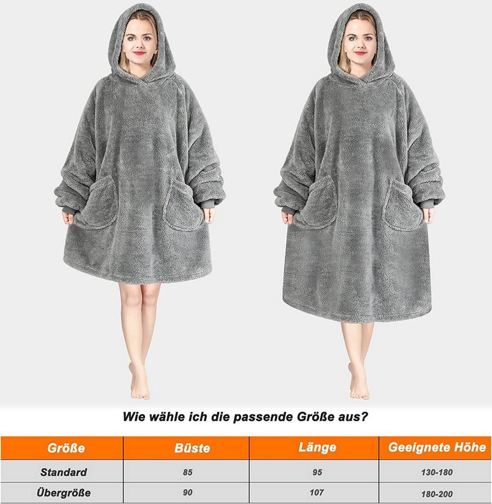 WOLTU Hoodie Decke mit Ärmeln und Kapuze Kuscheldecke Produktbild 3
