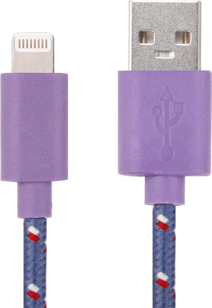 1m Nylon Netting Style USB 8 Pin Datenübertragungskabel für iPhone, iPad (Purple)