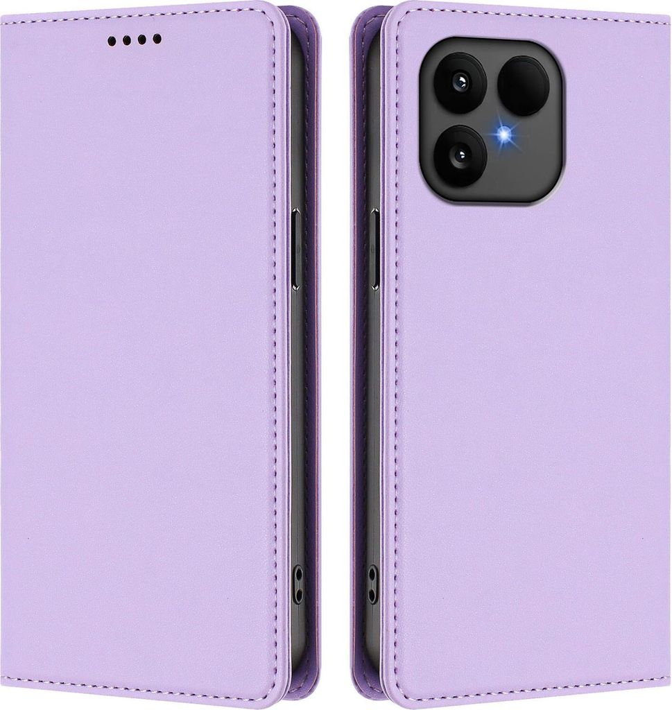 Handyhülle für Fairphone 6, Kunstleder Klapphülle Stoßfeste Magnetische Hülle mit Ständer Violett