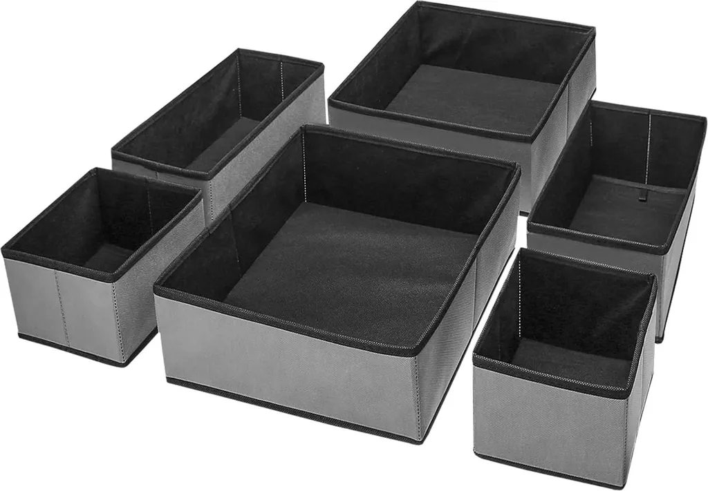 Rangement tiroir vêtements gain de place non-tissé gris lot de 6 pcs