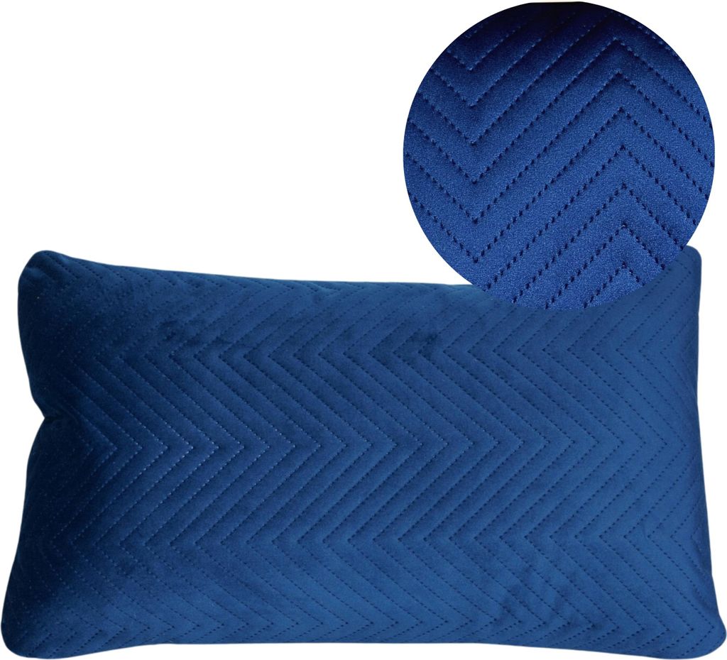 Geronimo | Dekokissen - Dunkelblau - 50x30 cm - Gestepptes Kissen - Maschinenwaschbar - Abnehmbarer Bezug - Antiallergisch