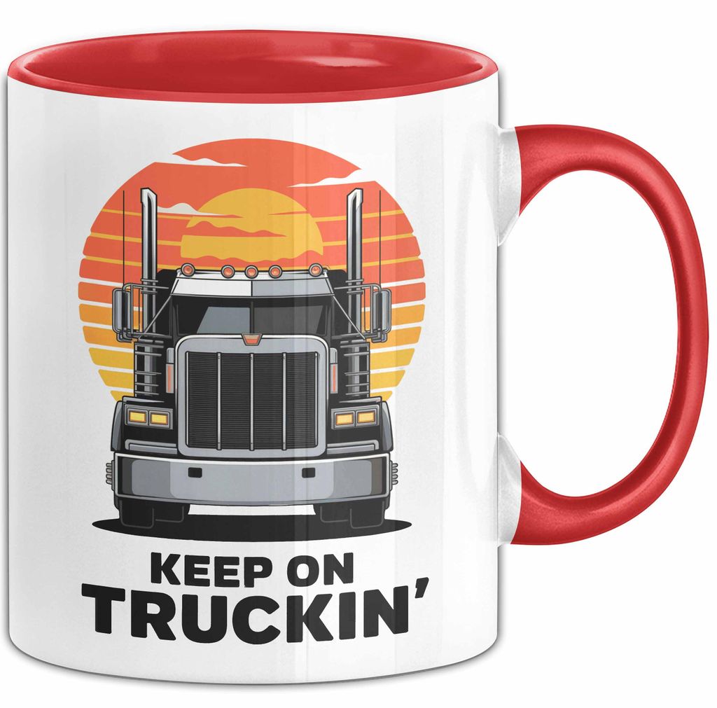 LKW Fahrer Tasse Geschenk Lustige Geschenkidee Spruch Für Straßen Krieger (Rot)