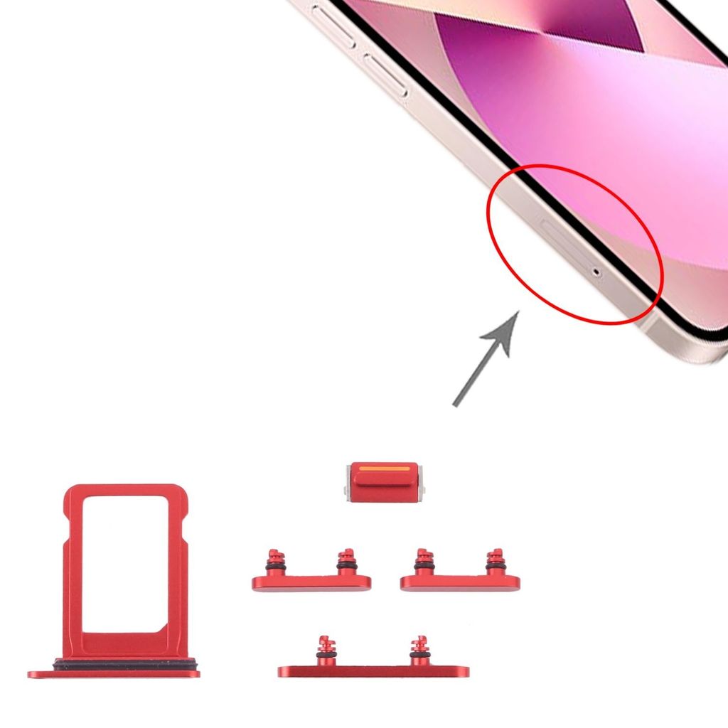 SIM Karten Halter + Seiten Tasten Power / Volume Apple iPhone 13 Mini Rot