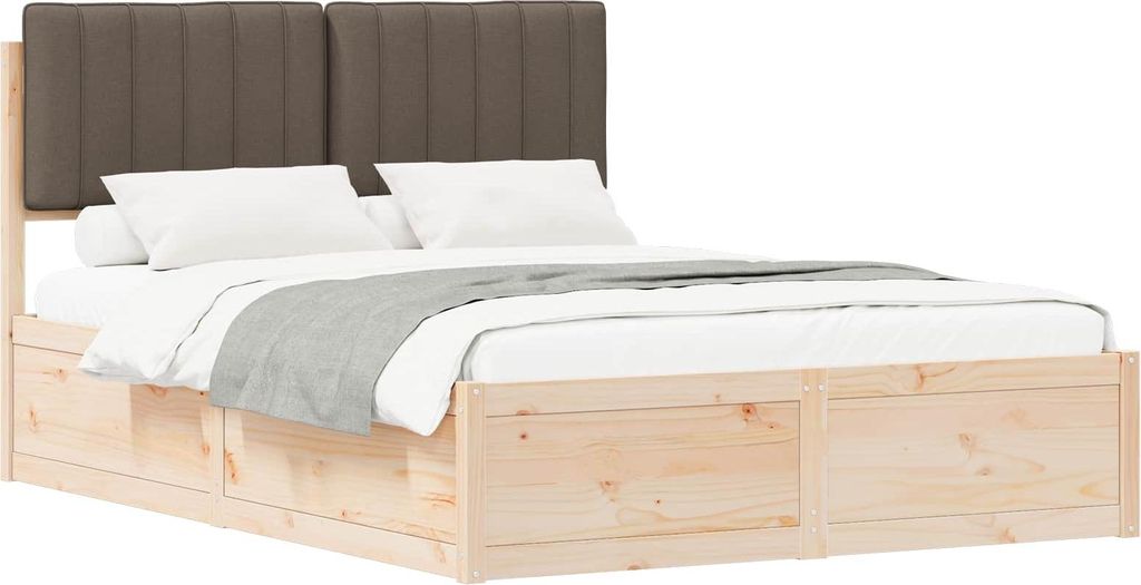 Bettgestell mit gepolstertem Kopfteil Taupe 140 x 200 cm