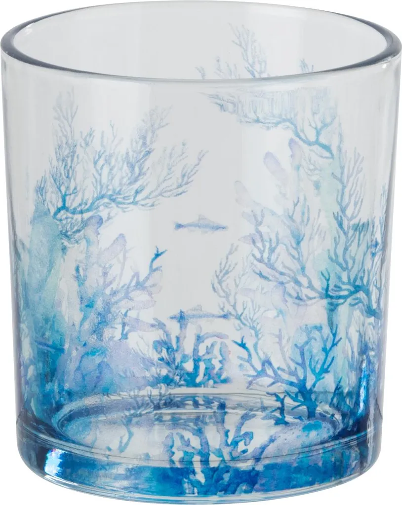 Bougeoir Photophore Design Corail en Verre Bleu pour Déco de Table